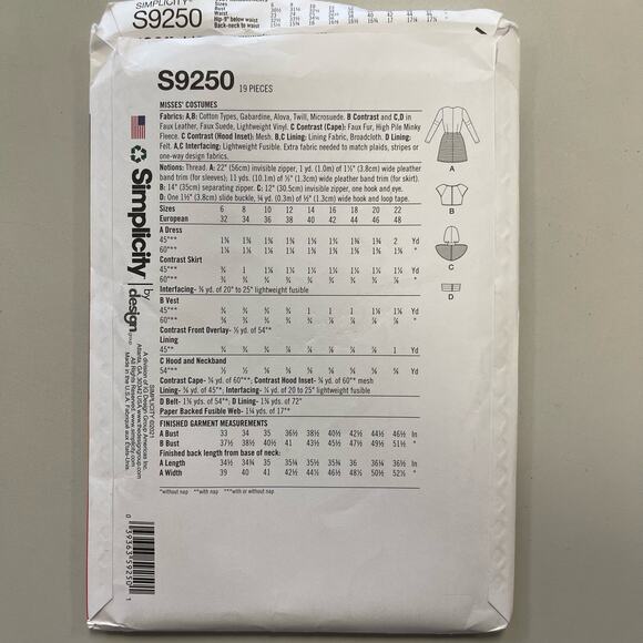 Simplicity S9200 Pattern Halloween Women's Cosplay Fantasy Costume Sz 6-14 Uncut - Picture 2 of 5